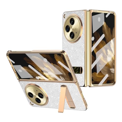 PENGLIPING Flip-Case-Abdeckung Kompatibel mit Oppo Find N3 Hülle mit Ständer [Scharnierschutz] Robuste, stoßfeste Ganzkörper-Schutzhülle fürs Handy, kompatibel mit Oppo Find N3 Handyhülle(Silver) von PENGLIPING