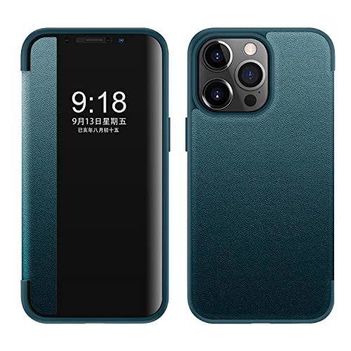 Klapphülle kompatibel mit iPhone 14 6,1 Zoll Hülle klares Sichtfenster, magnetische schlanke Klapphülle Fallschutz stoßfest Schutzhülle für iPhone 14 6,1 Zoll Handyhülle Cover (Farbe: Grün Klapphülle kompatibel mit iPhone 14 6,1 Zoll Hülle klares Sichtfenster, magnetische schlanke Klapphülle Fallschutz stoßfest Schutzhülle für iPhone 14 6,1 Zoll Handyhülle Cover (Farbe: Grün von PENGPING