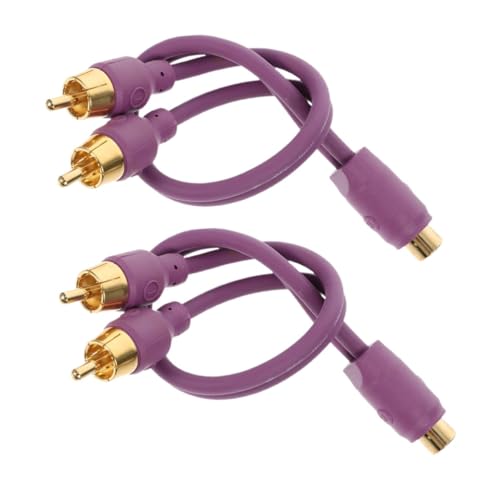 PENIKOKO 2 Stück Audiokabel eine Minute Zwei Audio-Lautsprecherkabel RCA-Kabel Car-Audio Kopfhörer-Audio-Splitter Auto Verstärkerkabel Stereo -Audioadapter Cinch-Splitter Kunststoff Violett von PENIKOKO