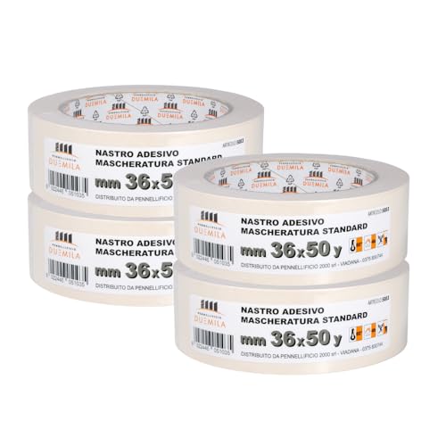 PENNELLIFICIO 2000 | 4 Stück Papierbänder zum Abdecken und Malern, rückstandsfreies Entfernen, schmutzabweisend, Größe 36 mm x 45 m – Made in Italy von PENNELLIFICIO