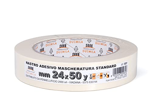 PENNELLIFICIO 2000 | Papierband zum Abdecken von Malern und Malern, rückstandsloses Entfernen, schmutzabweisend, Größe 24 mm x 45 m – Made in Italy von PENNELLIFICIO