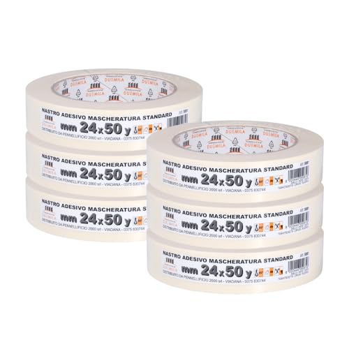 PENNELLIFICIO 2000 | Set 6 Papierbänder zum Abdecken und Malern, rückstandsfreies Entfernen, schmutzabweisend, Größe 24 mm x 45 m – Made in Italy von PENNELLIFICIO