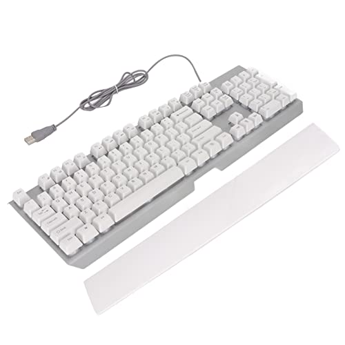 PENO Hintergrundbeleuchtete Tastatur, ABS-Material Bunte hintergrundbeleuchtete RGB-Tastatur mit Handballenauflage für das Home Office GK60 Passfedernut weiß von PENO