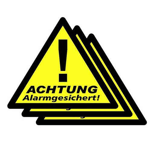 PENTATECH 40201 Warnaufkleber Achtung Alarmgesichert Sprachen Deutsch 3er Set (B x H) 85mm x 70mm von PENTATECH