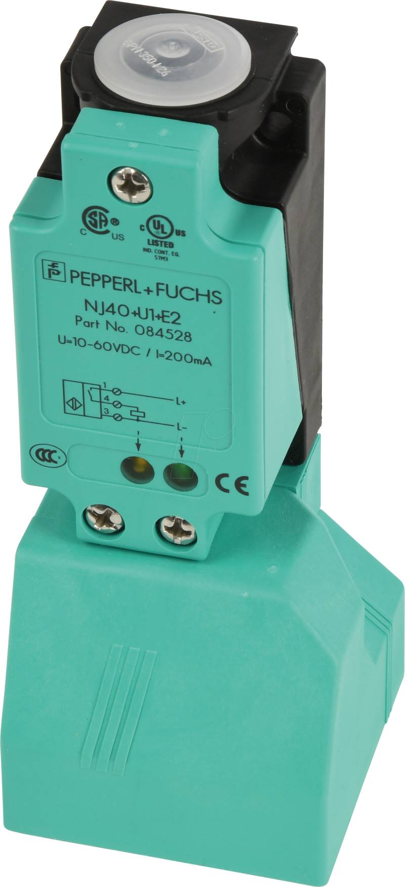 NJ40+U1+E2 - induktiver Näherungssensor, 40 mm, PNP Schließer (NO) von PEPPERL+FUCHS