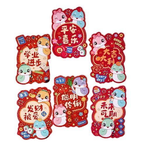 6 Stück Chinesisches Neujahrspaket Kollektion Schlangenjahr Feier Geldtasche Mode Accessoire für Familie und Freunde von PEPWE