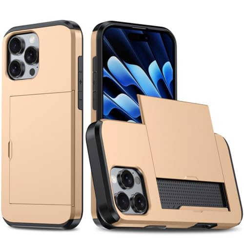 Handy-Schutzhülle mit integriertem Kartenschlitz, doppellagig, schützt Brieftaschen-Hüllen für einfachen Kartenzugriff, stoßfestes Design, Gold Handy-Schutzhülle mit integriertem Kartenschlitz, doppellagig, schützt Brieftaschen-Hüllen für einfachen Kartenzugriff, stoßfestes Design, Gold von PEPWE