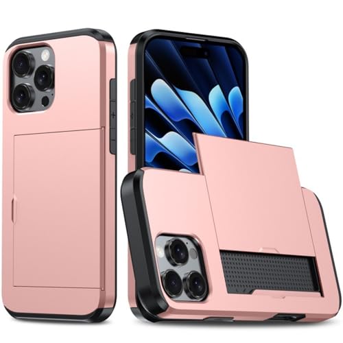 Handy-Schutzhülle mit integriertem Kartenschlitz, doppellagig, schützt Brieftaschen-Hüllen für einfachen Kartenzugriff, stoßfestes Design, Roségold Handy-Schutzhülle mit integriertem Kartenschlitz, doppellagig, schützt Brieftaschen-Hüllen für einfachen Kartenzugriff, stoßfestes Design, Roségold von PEPWE