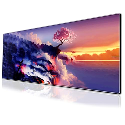Cherry Blossom Gaming-Mauspad, Vulkan-Muster, große Schreibtischunterlage, 80 x 30 cm, verlängerte rutschfeste Gummiunterseite, Tastaturmatte mit genähten Kanten für Schreibtisch, Heimbüro Cherry Blossom Gaming-Mauspad, Vulkan-Muster, große Schreibtischunterlage, 80 x 30 cm, verlängerte rutschfeste Gummiunterseite, Tastaturmatte mit genähten Kanten für Schreibtisch, Heimbüro von PEPYJAN