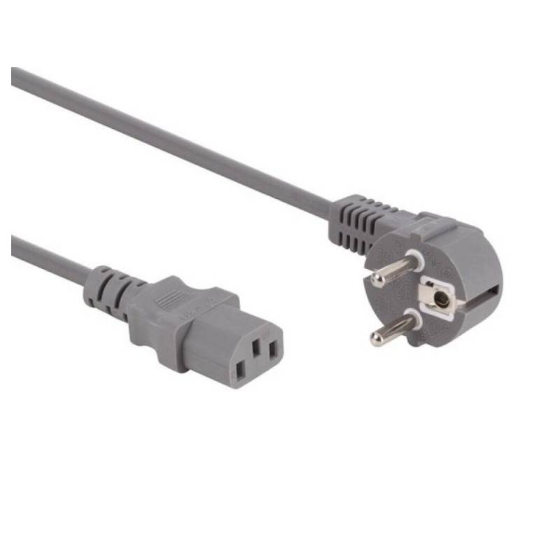 PEREL NETZKABEL - GRAU - CEE 7/7 90° + C13 - 3.0 m - 3G1.0 mm² Netzkabel von PEREL