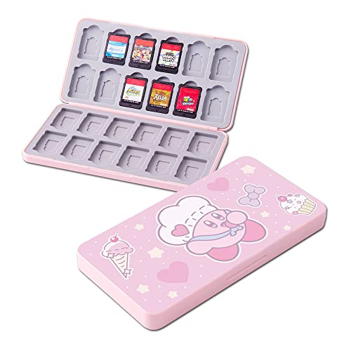 PERFECTSIGHT Cute Game Card Case für Nintendo Switch/Switch Lite/OLED, 24 Game Holder Kartuschenhülle für Spielkarten und 24 SD Karten, Kawaii Portable Compact Storage Box (Dessert Kirby) von PERFECTSIGHT
