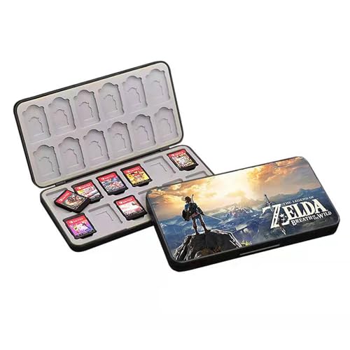 PERFECTSIGHT Cute Game Case for Switch, Switch OLED, Switch Lite with 24 Game Card Slots Holder, D Zelder, 24 Slots, Kartenhalter von PERFECTSIGHT