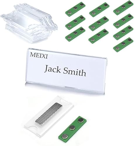 PERFETSELL 10 Stück Namensschilder Magnet Selbstklebend Metall Namensschild Halter mit 3-Punkt Magnet für Ausweishüllen Beschriften Fliegengitter(Grün) von PERFETSELL
