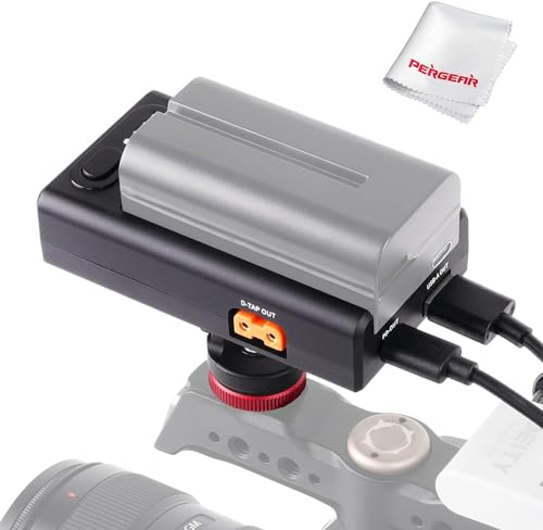 ZGCINE NP-F Mehrzweck-Netzadapter für Sony NP-F970/750/550 Akku mit 21 W Typ-C-Eingang, D-Tap Typ-C USB-A-Ausgang mit 1/4"-Halterung zur Stromversorgung von Kameras und anderen Geräten für Filmemacher von PERGEAR