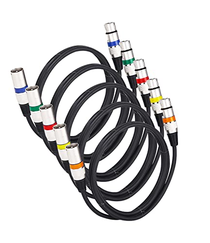 PERMUST 5 Pack XLR-Kabel Mikrofonkabel 1.5 M 3-poliges symmetrisches XLR-Kabel Stecker auf Buchse DMX-Kabel Mehrfarbiges Mikrofon-Patchkabel PERMUST 5 Pack XLR-Kabel Mikrofonkabel 1.5 M 3-poliges symmetrisches XLR-Kabel Stecker auf Buchse DMX-Kabel Mehrfarbiges Mikrofon-Patchkabel von PERMUST