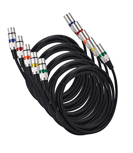 PERMUST 5 Pack XLR-Kabel Mikrofonkabel 3 M 3-poliges symmetrisches XLR-Kabel Stecker auf Buchse DMX-Kabel Mehrfarbiges Mikrofon-Patchkabel PERMUST 5 Pack XLR-Kabel Mikrofonkabel 3 M 3-poliges symmetrisches XLR-Kabel Stecker auf Buchse DMX-Kabel Mehrfarbiges Mikrofon-Patchkabel von PERMUST