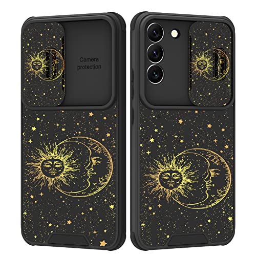 PERRKLD Für Samsung Galaxy S22 Plus Hülle mit Slide Kamera Cover Niedlich Sonne Mond Sterne Design für Frauen Mädchen Anti-Kratzer Hard PC Stoßfest Schutzhülle Handyhülle für Samsung S22 Plus 6,6 Zoll von PERRKLD