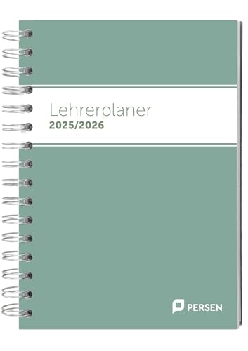 PERSEN Lehrerplaner 2025/2026, DIN A5 Lehrerkalender mit Ringdrahtheftung, Klebe-Etiketten und Einstecktaschen von PERSEN