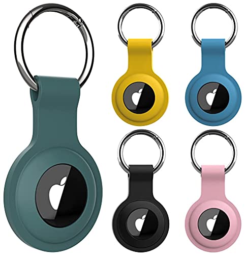 [5-Stück] Hülle für Apple AirTag Anhänger, Airtags Schlüsselanhänger Silikon Ganzkörper Kratzfest, Case Cover für Air Tag mit Key Ring von PESTON