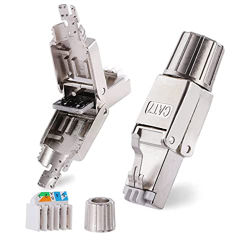 PETECHTOOL Netzwerkstecker RJ45 CAT7 CAT6A Werkzeuglos Stecker Ethernet LAN Kabel Steckverbinder Feldkonfektionierbar Geschirmt 10 Gbps von PETECHTOOL