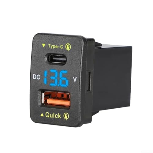 36 W USB-Autoladegerät mit zwei Anschlüssen für QC3 0 Schnellladung & Typ C PD für effizientes Laden (blaues Licht) von PETSTIBLE