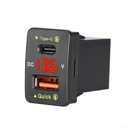 36 W USB-Autoladegerät mit zwei Anschlüssen für QC3 0 Schnellladung & Typ C PD für effizientes Laden (rotes Licht) von PETSTIBLE