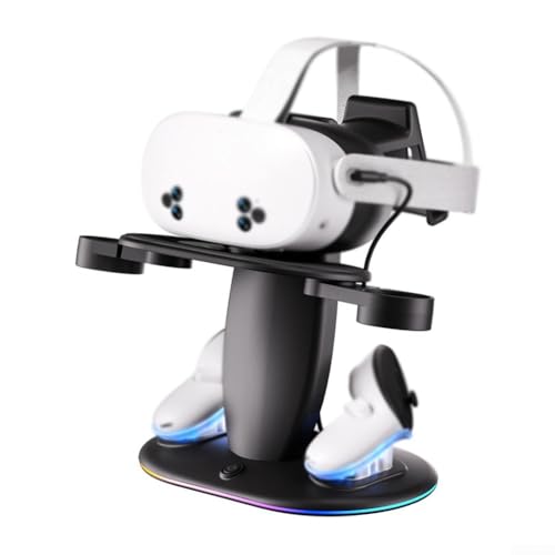 Effiziente 20 W RGB-Ladestation für Meta für VR-Headset, kompaktes Design für Gaming-Setup (Schwarz) von PETSTIBLE