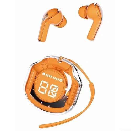PETSTIBLE Air319 TWS Kopfhörer mit LED Anzeige, IPX6 Wasserdicht, Kabellos Bluetooth Kompatibel 5 3, Klare Anrufe Sound, Lange Akkulaufzeit (Hohe Konfiguration Orange) von PETSTIBLE