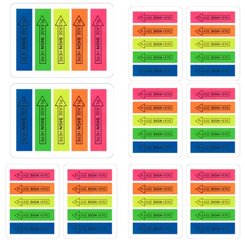 1000St Bitte Hier Unterschreiben Tabs, Farbig Selbstklebende Hier Unterschreiben Aufkleber Hier Unterschreiben Nachrichtenflaggen für Büro Schule Notizbuch Einfach zu Versenden (5 Farben) von PEUTIER