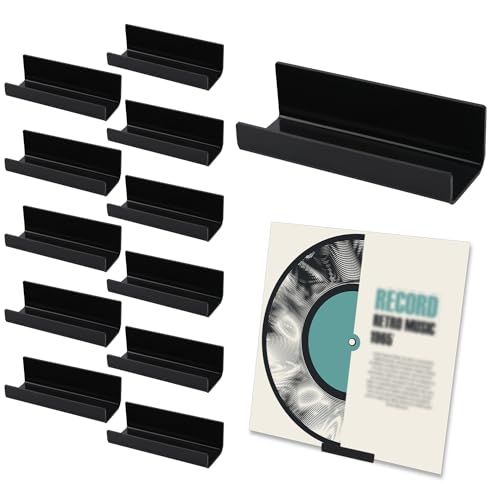 12stk Wandhalterung für Schallplatten, Acryl-Album-Schallplatte Kein Bohrklebeband Vinyl Halterung Wand Halter-Ständer-Racks für Album-Cover-Display (Schwarz) von PEUTIER