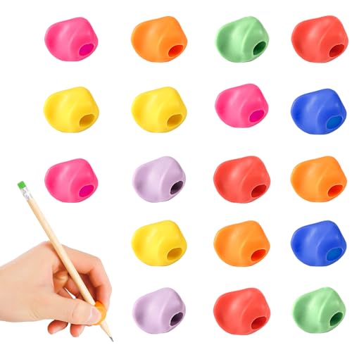 18stk Bleistiftgriffe, Universell Ergonomisch Schreibhilfe Bunter Stifthalter Fingerhaltungskorrektur Handschriftgrifftrainer für Kinder Hausaufgaben Zeichnen von PEUTIER