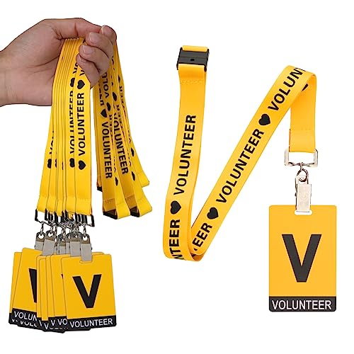 25stk Volunteer Schlüsselband mit 25stk Volunteer Badge Volunteer Schlüsselband Lang mit Abzeichen Freiwilligen-Schlüsselband mit Abzeichen für Firmencampus-Schulausstellung (Gelb) von PEUTIER