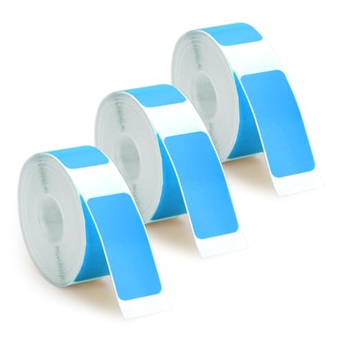 3 Rollen Etikettenband für Phomemo D30, Etikettendruckerpapier Aufkleber Wasserfest Thermopapier Aufkleber für Etikettendrucker für Zuhause Büro Schule (Blau, 12mm x 22mm) von PEUTIER