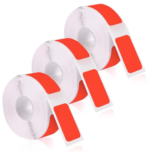 3 Rollen Etikettenband für Phomemo D30, Etikettendruckerpapier Aufkleber Wasserfest Thermopapier Aufkleber für Etikettendrucker für Zuhause Büro Schule (Rot, 12mm x 22mm) von PEUTIER