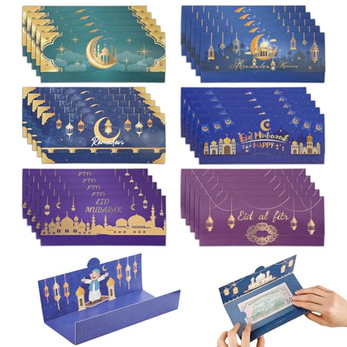 30st Ramadan Umschlag, Eid Mubarak Deko 4 Designs Gutschein Ramadan Geldumschläge für Kinder Ramadan Feiertage Muslimische Partys Feiern Dekorationen von PEUTIER