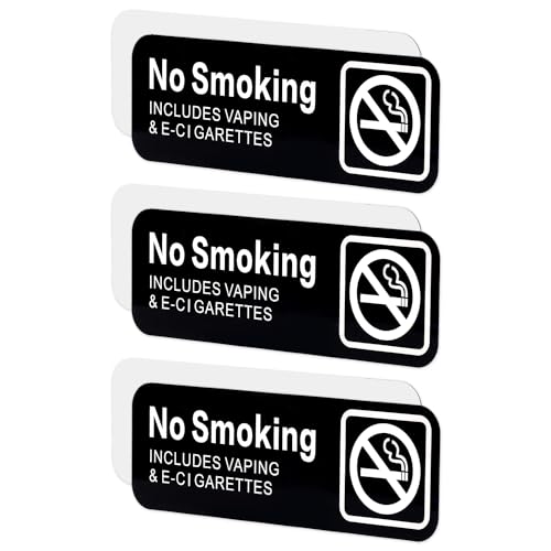 3St Rauchverbot Schild für Unternehmen, 22,8x7,6cm Selbstklebend Rauchverbot Schilder für Unternehmen Rauchverbot Schild Rauchverbot für Zuhause Büro Geschäft Außenbereich von PEUTIER