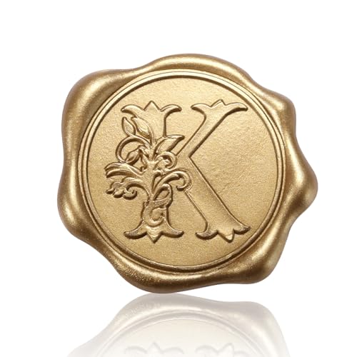 50 Stück Wachssiegel Aufkleber, Selbstklebende Wachsaufkleber Goldene Selbstklebende Wachssiegel Einladungs und Umschlagsiegelaufkleber für Hochzeiten Weihnachtsfeiern (K) von PEUTIER