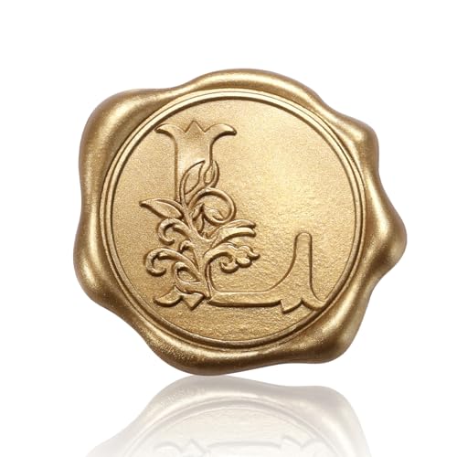 50 Stück Wachssiegel Aufkleber, Selbstklebende Wachsaufkleber Goldene Selbstklebende Wachssiegel Einladungs und Umschlagsiegelaufkleber für Hochzeiten Weihnachtsfeiern (L) von PEUTIER