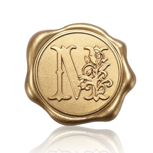 50 Stück Wachssiegel Aufkleber, Selbstklebende Wachsaufkleber Goldene Selbstklebende Wachssiegel Einladungs und Umschlagsiegelaufkleber für Hochzeiten Weihnachtsfeiern (M) von PEUTIER