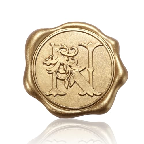 50 Stück Wachssiegel Aufkleber, Selbstklebende Wachsaufkleber Goldene Selbstklebende Wachssiegel Einladungs und Umschlagsiegelaufkleber für Hochzeiten Weihnachtsfeiern (N) von PEUTIER