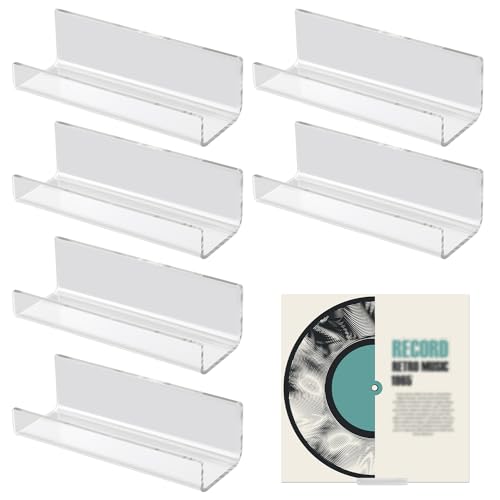 6stk Wandhalterung für Schallplatten, Acryl-Album-Schallplatte Kein Bohrklebeband Vinyl Halterung Wand Halter-Ständer-Racks für Album-Cover-Display (Klar) von PEUTIER