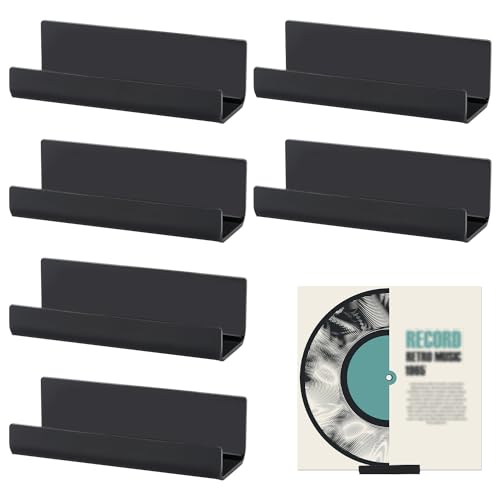 6stk Wandhalterung für Schallplatten, Acryl-Album-Schallplatte Kein Bohrklebeband Vinyl Halterung Wand Halter-Ständer-Racks für Album-Cover-Display (Schwarz) von PEUTIER