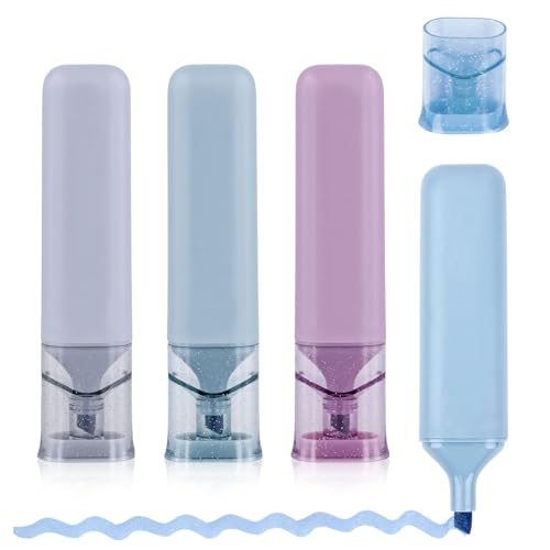 PEUTIER 4stk Glitzer-Textmarker, 11,3x2,5cm Nebel-Glitzer-Textmarker Textmarker Glitzernde Textmarker Schul- und Klassenzimmerbedarf für Männer Frauen und Kinder(Blau) von PEUTIER