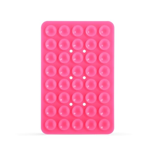PEUTIER Saugnapf Handyhalterung, Rosafarbener Silikon-Handyhalter mit 40 Starken Saugnäpfen Doppelseitiges Klebriges Handygriff Zubehör für iPhone und Android auf Flachen, Sauberen Oberflächen von PEUTIER