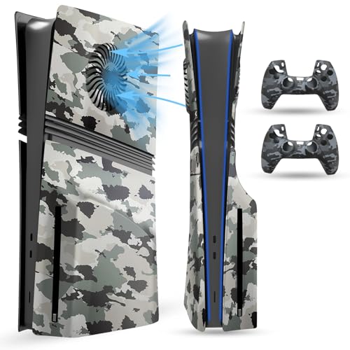 PEYANZ Frontplatte für PS5 Pro Konsole, Abdeckplatte, ABS-Schale, kratzfeste Haut, staubdicht (Camo+) von PEYANZ