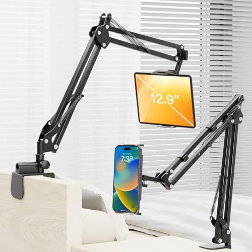 PEYOU Tablet-Ständer für Bett Tablet Halterung Bett Tablet-Ständerhalter 360 Grad Drehbarer mit Stabilem Kohlenstoffstahl für iPad/iPhone/Kindle/M-Switch, oder andere 4,6"-12,9" Geräte von PEYOU