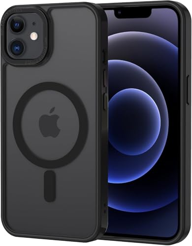 PFCRDAVG Schutzhülle für iPhone 12/12 Pro, magnetisch, kompatibel mit MagSafe, matt, transparent, minimalistisch, PC, Hartschale, kratzfest + TPU, stoßfest, Schwarz [Energieeffizienzklasse A+++] von PFCRDAVG