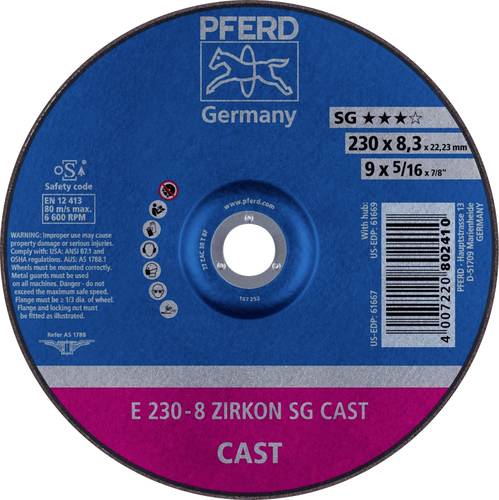 PFERD 62223747 E 230-8 ZIRKON SG CAST Schruppscheibe gekröpft Durchmesser 230mm Bohrungs-Ø 22.23mm PFERD 62223747 E 230-8 ZIRKON SG CAST Schruppscheibe gekröpft Durchmesser 230mm Bohrungs-Ø 22.23mm von PFERD