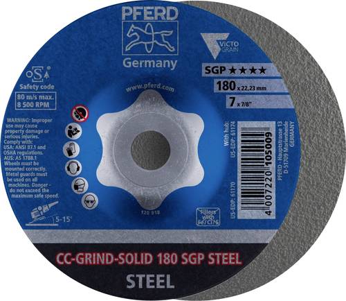 PFERD 64187180 CC-GRIND-SOLID 180 SGP STEEL Schleifscheibe Durchmesser 180mm Bohrungs-Ø 22.23mm 10S PFERD 64187180 CC-GRIND-SOLID 180 SGP STEEL Schleifscheibe Durchmesser 180mm Bohrungs-Ø 22.23mm 10S von PFERD