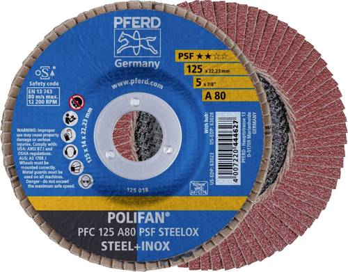 PFERD 67748125PFC 125A 80 PSF STEELOX Fächerschleifscheibe Durchmesser 125mm Bohrungs-Ø 22.23mm Ed von PFERD